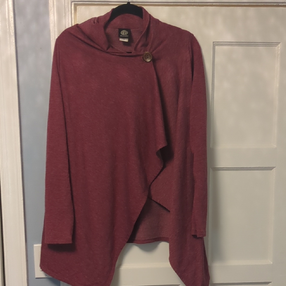 Bobeau Maroon Cowl Neck Sweater with Button Accent